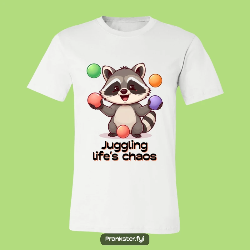 Funny Jolly Raccoon Juggling T-Shirt - A Hilarious Gift for Playful Souls