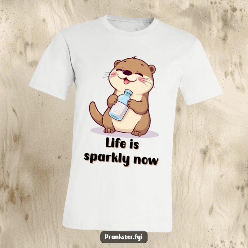 Funny otter glitter swap t-shirt, a giggling otter playfully exchanging glitter for water, perfect for fun-loving humor.