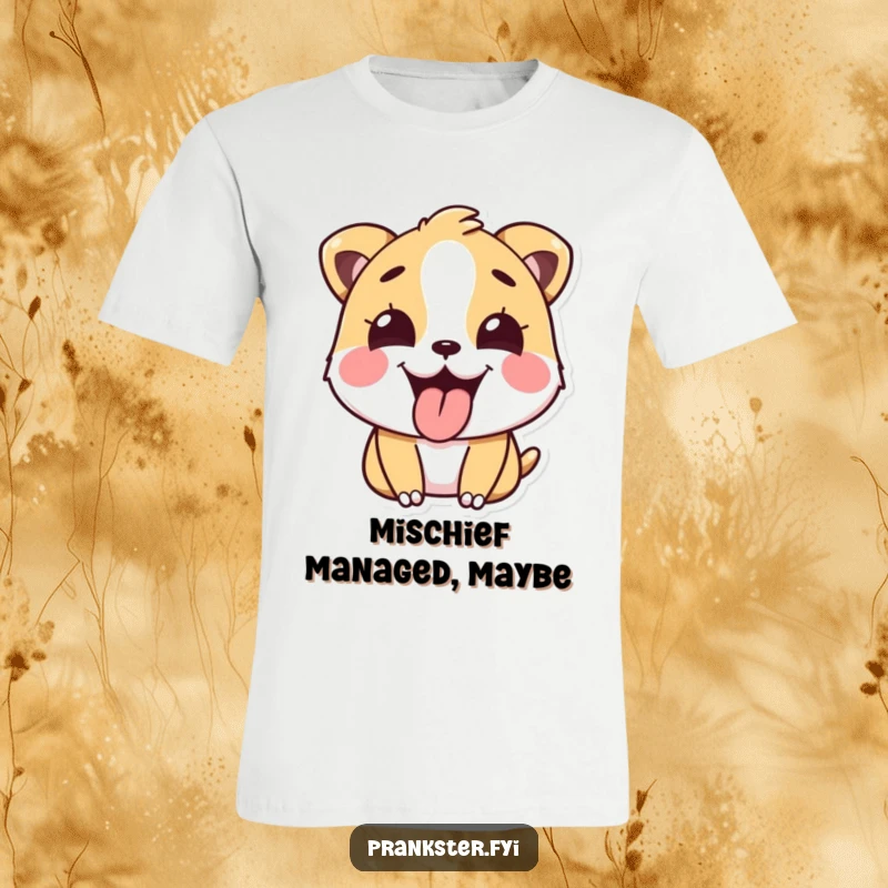 Funny T-Shirt with a happy animal sticking its tongue out playfully after a prank, a hilarious funny gift.