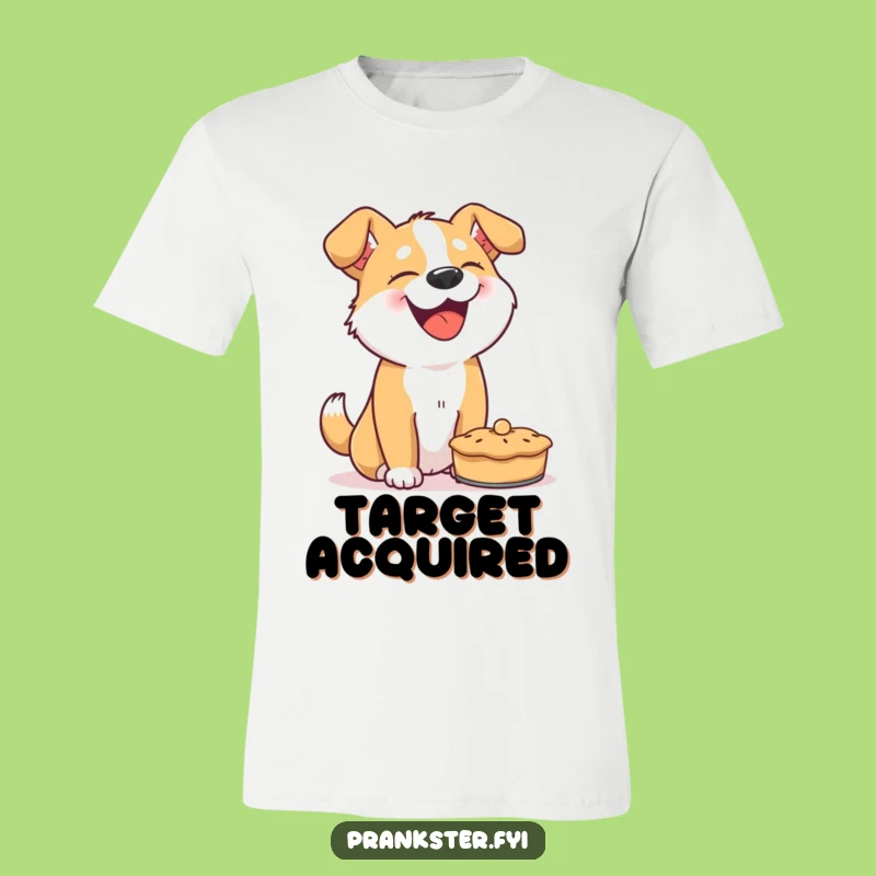 Funny Dog Pie Throw Tee - Giggling Canine Mischief T-Shirt, Perfect Gag Gift