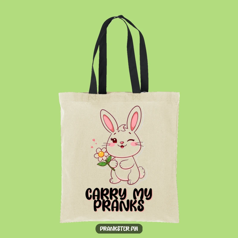 Funny Bunny Wink Tote Bag - Carry Your Pranks with this Humorous Bunny