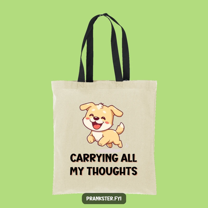 Funny Dizzy Dog Chasing Tail Tote Bag: Carry Your Essentials with Playful Humor!