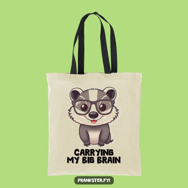 Funny Badger Glasses Tote Bag - Hilarious and Smart Accessory