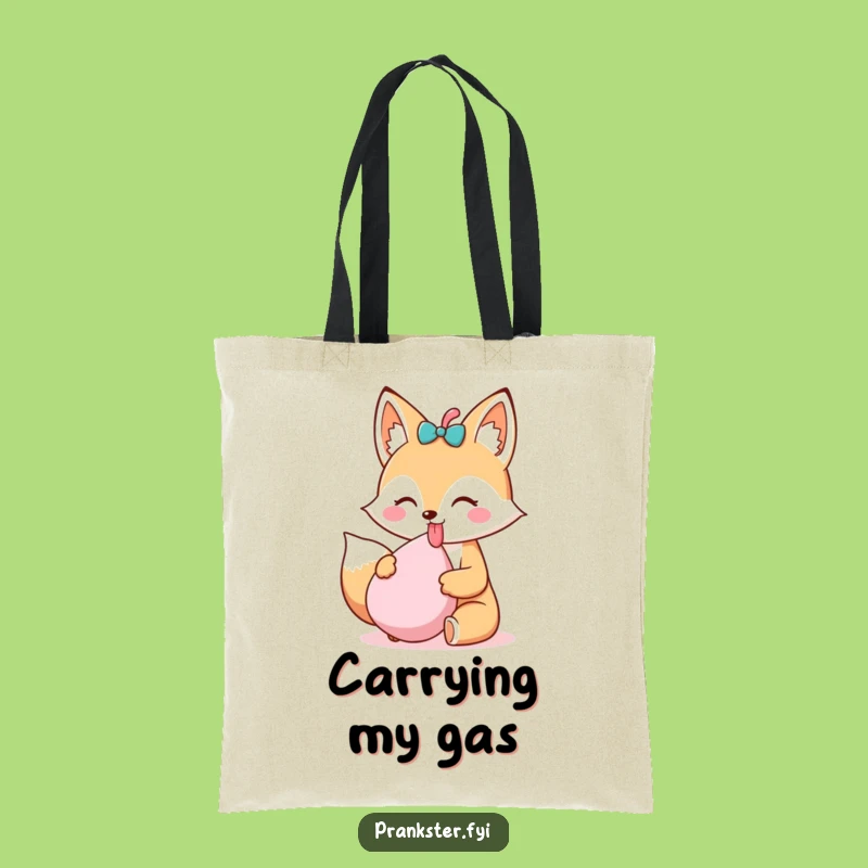 Funny Kawaii Fox Tote Bag Tongue Out - Whoopee Cushion Carry-All