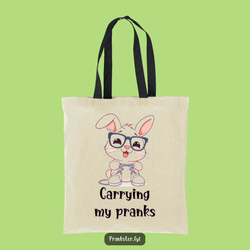Funny Rabbit Shoelace Tote Bag: Carry Your Pranks in Style, Great Humorous Gift