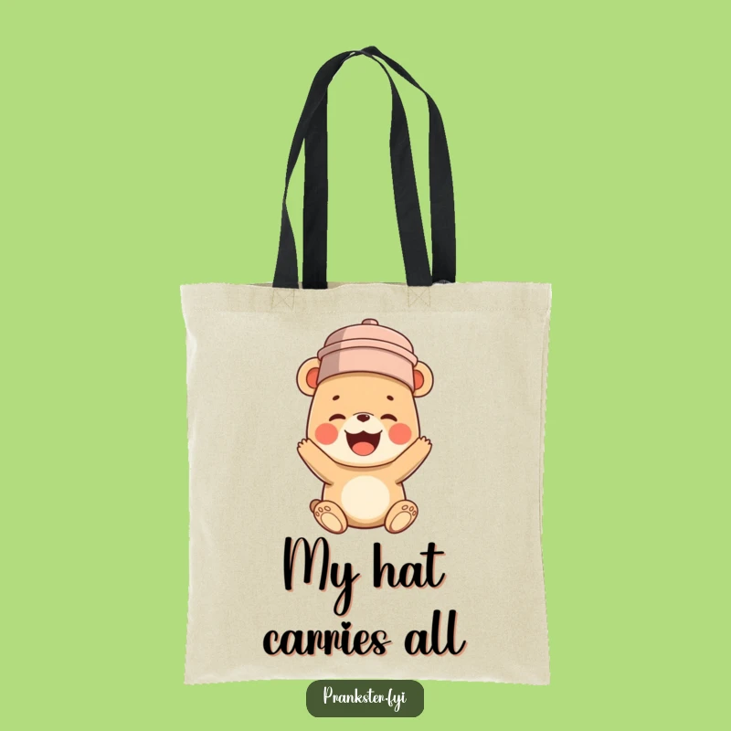 Funny Bear Cub Bucket Head Tote Bag: Carry Your Laughs in Hilarious Style!
