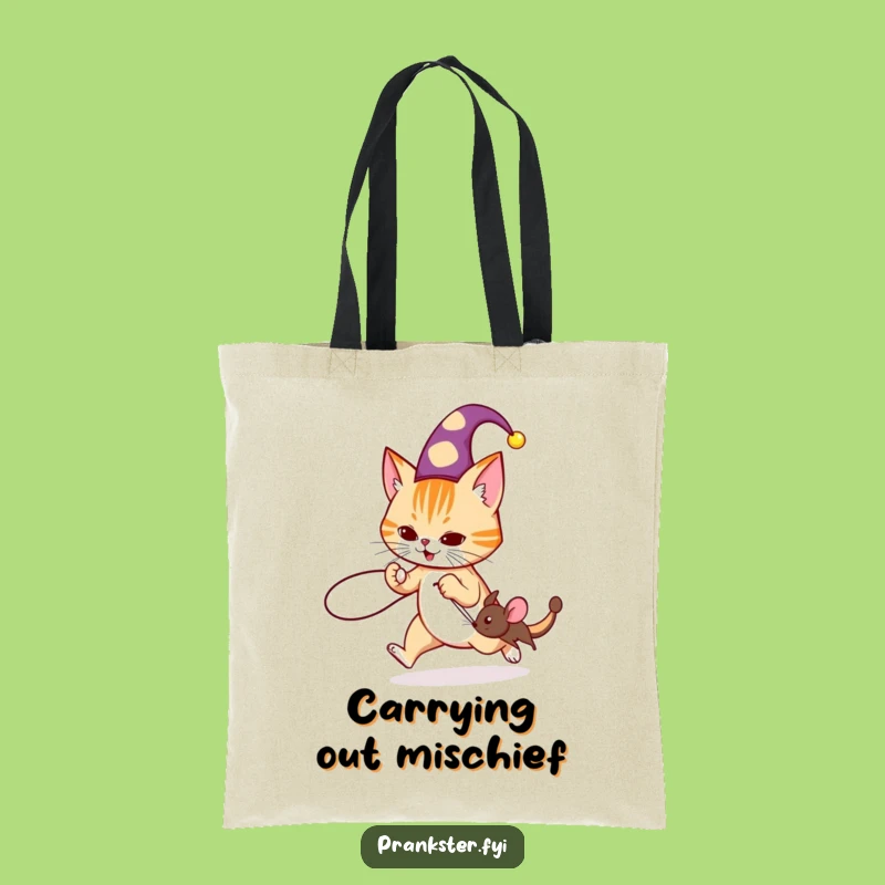 Funny Jester Cat Prank Tote Bag: Carry Your Mischief in Style, Great Humorous Gift