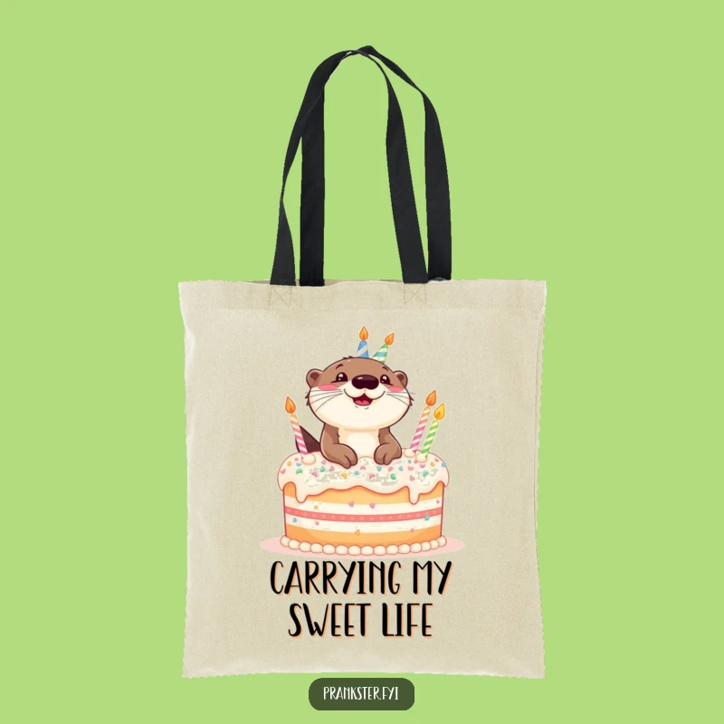 Funny Otter Cake Tote Bag - Giggle-Inducing Carry-All