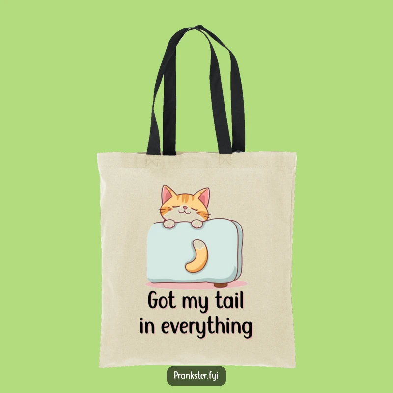 Funny Giggling Cat Tail Tote Bag - Hilarious Hiding Feline Shopping Gift